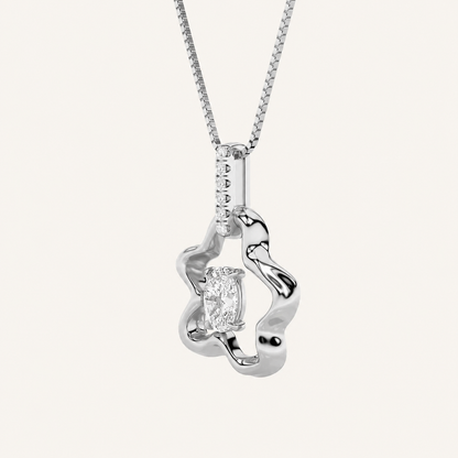 1CT Oval Cut Lab Grown Diamond Organic Design Solitaire Pendant Necklace