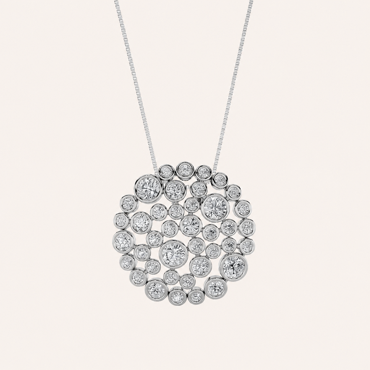 2CT Round Cut Lab Grown Diamond Bezel set Bubble Pendant Necklace