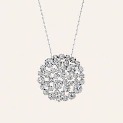 2CT Round Cut Lab Grown Diamond Bezel set Bubble Pendant Necklace