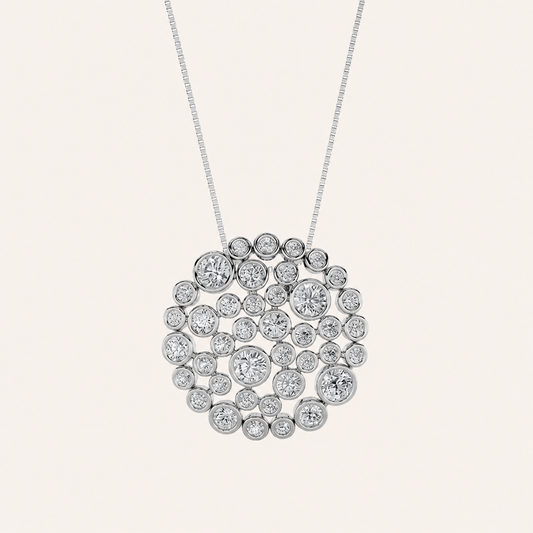 2CT Round Cut Lab Grown Diamond Bezel set Bubble Pendant Necklace