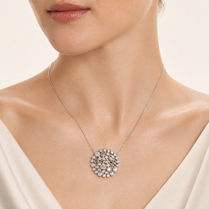 2CT Round Cut Lab Grown Diamond Bezel set Bubble Pendant Necklace