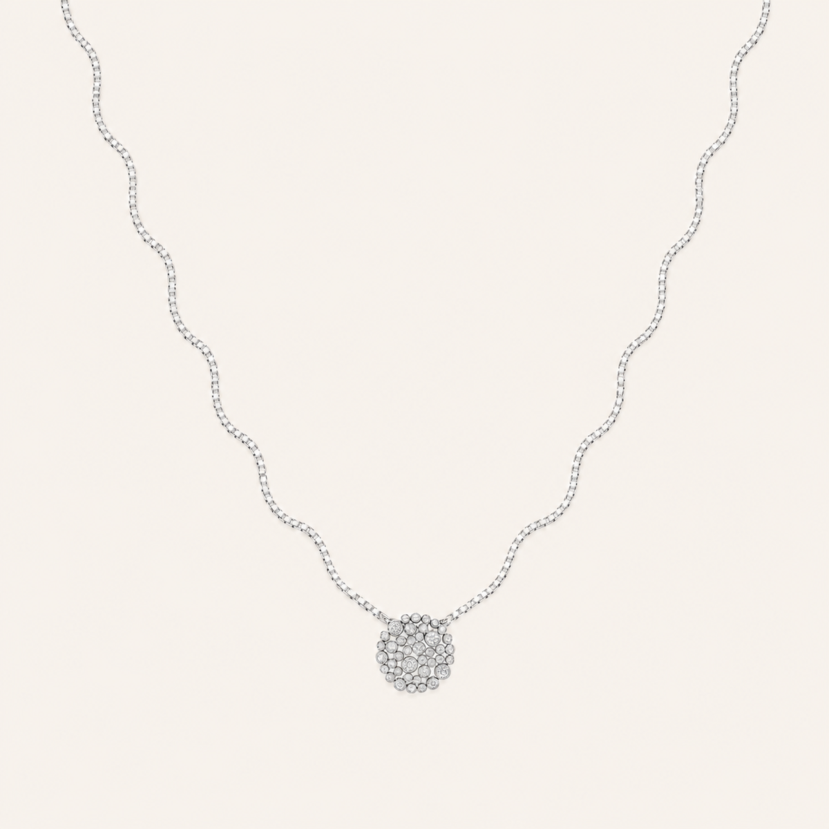 2CT Round Cut Lab Grown Diamond Bezel set Bubble Pendant Necklace
