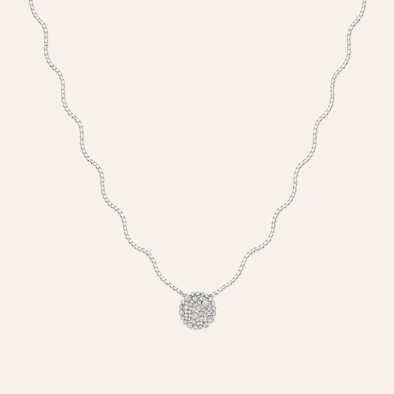 2CT Round Cut Lab Grown Diamond Bezel set Bubble Pendant Necklace