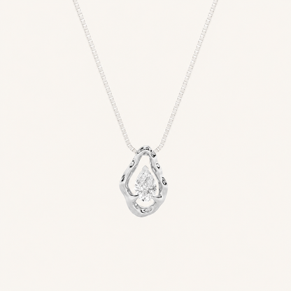 1CT Pear Cut Lab Grown Diamond Organic Design Solitaire Pendant Necklace