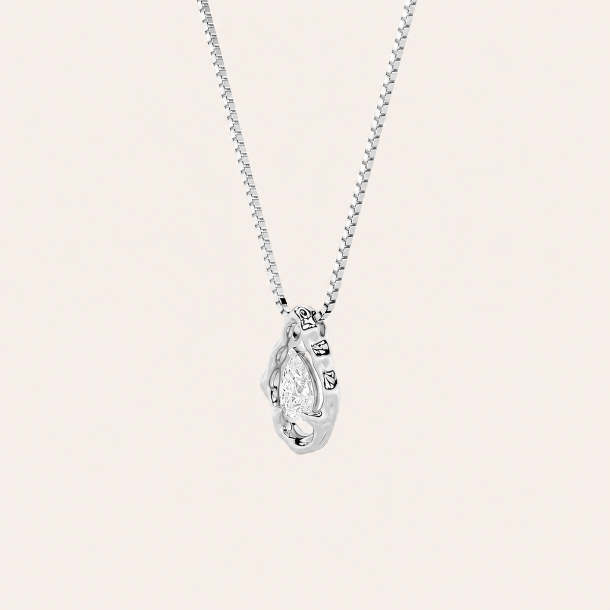 1CT Pear Cut Lab Grown Diamond Organic Design Solitaire Pendant Necklace