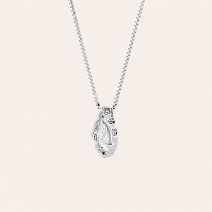 1CT Pear Cut Lab Grown Diamond Organic Design Solitaire Pendant Necklace