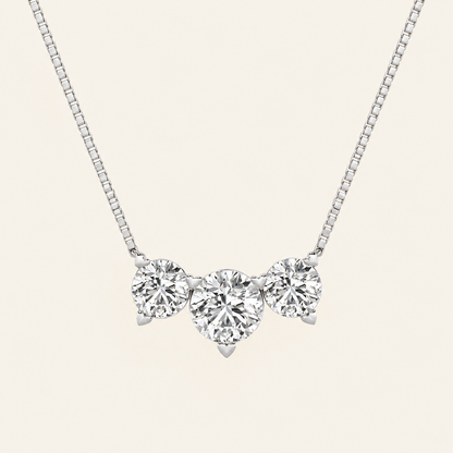 2CT Round Cut Lab Grown Diamond Three Stone Necklace