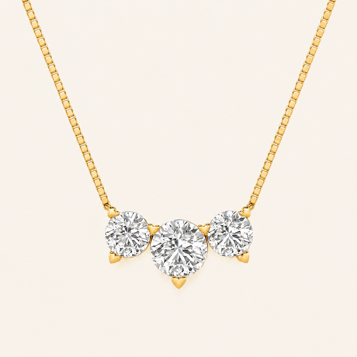 2CT Round Cut Lab Grown Diamond Three Stone Necklace