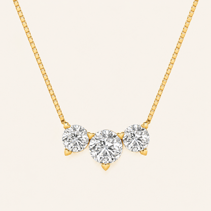 2CT Round Cut Lab Grown Diamond Three Stone Necklace