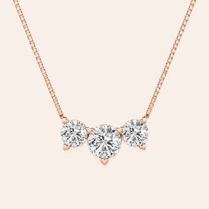 2CT Round Cut Lab Grown Diamond Three Stone Necklace