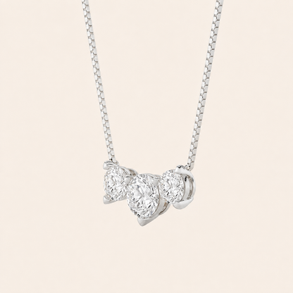 2CT Round Cut Lab Grown Diamond Three Stone Necklace