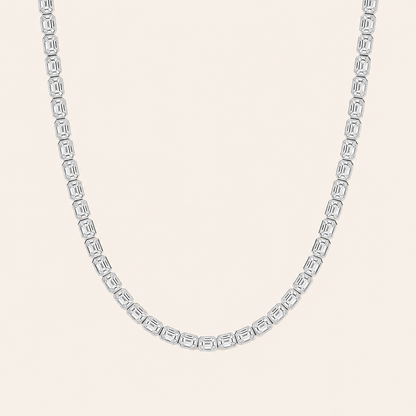 30CT Emerald Cut Lab Grown Diamond Tennis Necklace