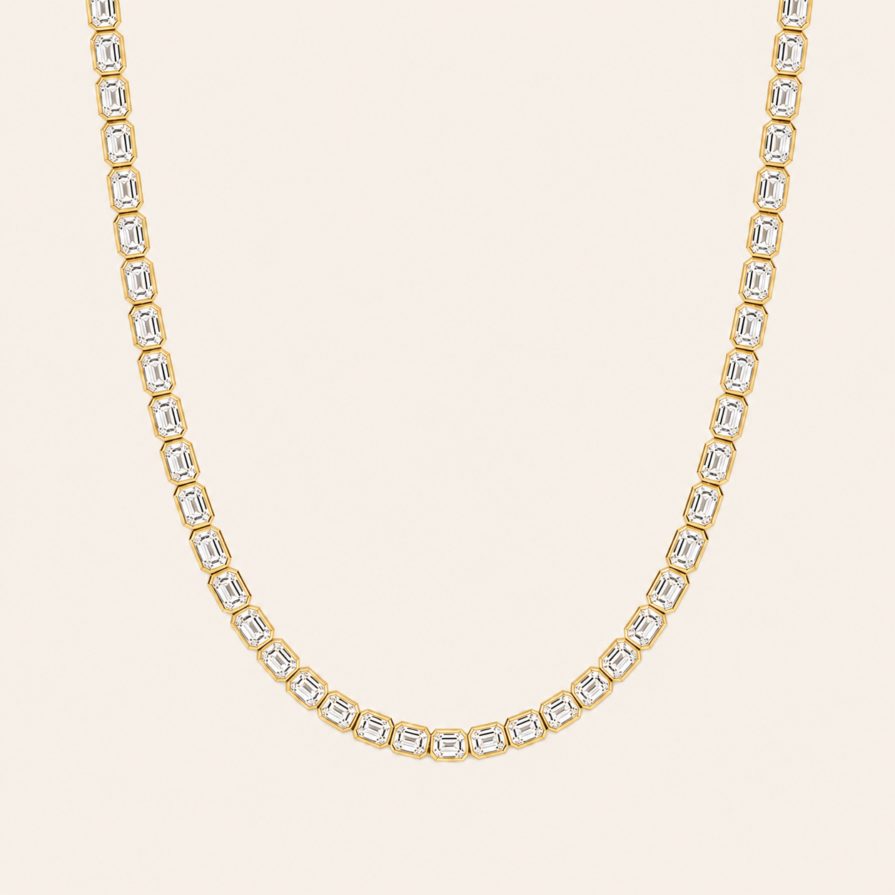 30CT Emerald Cut Lab Grown Diamond Tennis Necklace