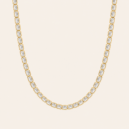30CT Emerald Cut Lab Grown Diamond Tennis Necklace