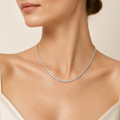 30CT Emerald Cut Lab Grown Diamond Tennis Necklace