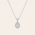 1.25CT Oval Cut Lab Grown Diamond Halo Pendant Necklace