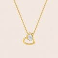 2CT Oval Cut Lab Grown Diamond Heart Shaped Pendant Necklace