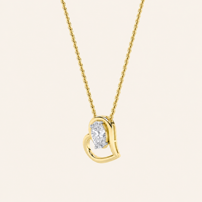 2CT Oval Cut Lab Grown Diamond Heart Shaped Pendant Necklace