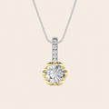 1.5CT Round Cut Lab Grown Diamond Two Tone Pendant Necklace