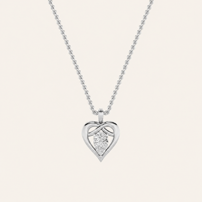 2CT Pear Cut Lab Grown Diamond Heart Shaped Pendant Necklace