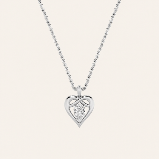 2CT Pear Cut Lab Grown Diamond Heart Shaped Pendant Necklace