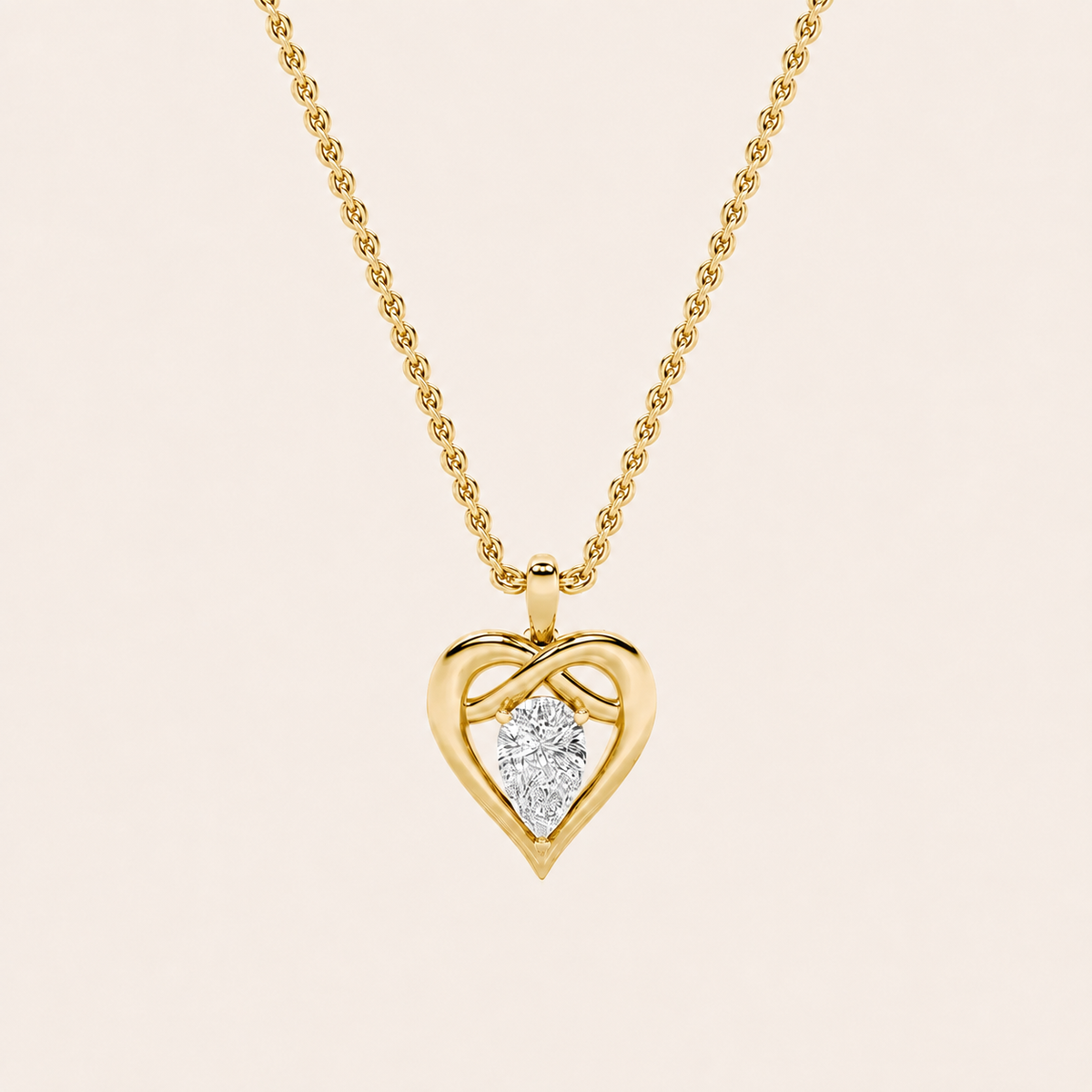 2CT Pear Cut Lab Grown Diamond Heart Shaped Pendant Necklace