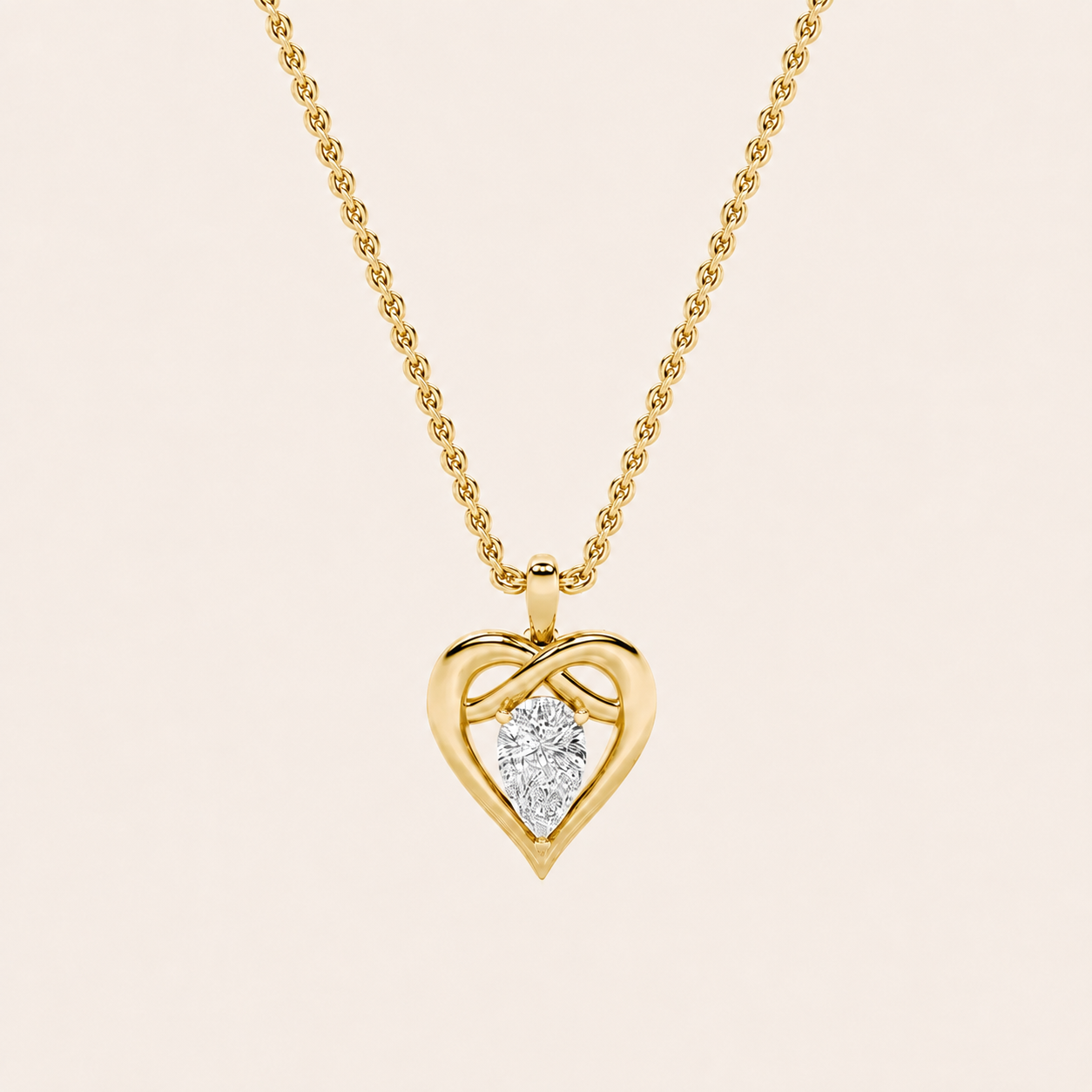 2CT Pear Cut Lab Grown Diamond Heart Shaped Pendant Necklace
