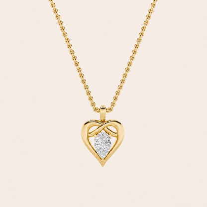 2CT Pear Cut Lab Grown Diamond Heart Shaped Pendant Necklace