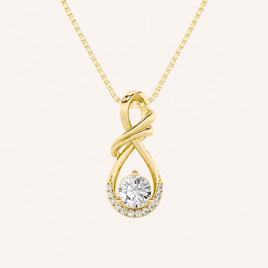 1CT Round Cut Lab Grown Diamond Pendant Necklace