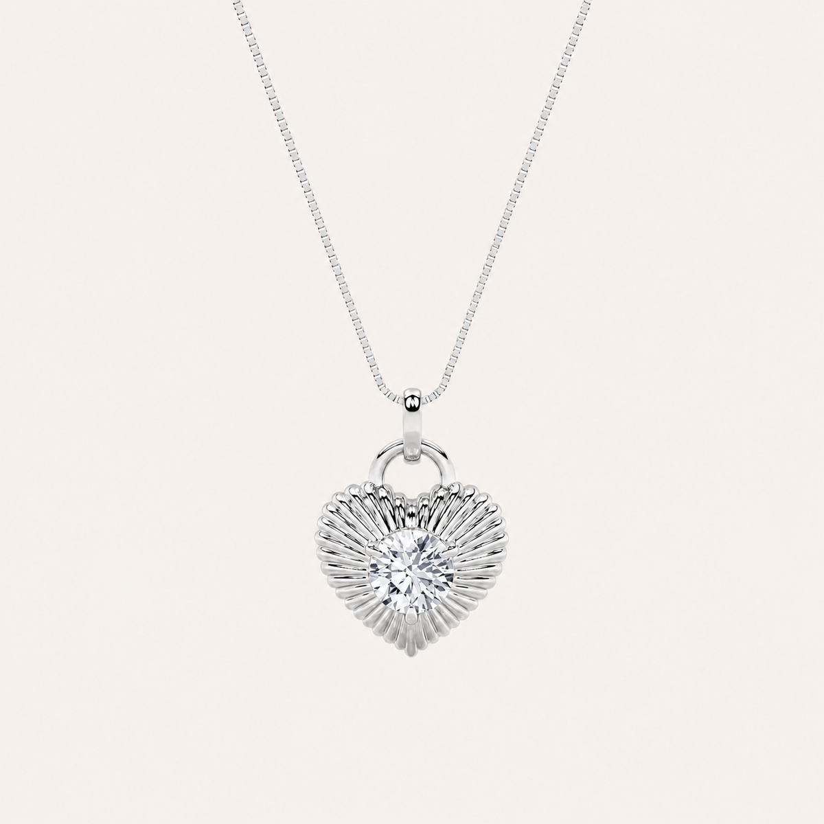 1.5CT Round Cut Lab Grown Diamond Heart Shaped Pendant Necklace