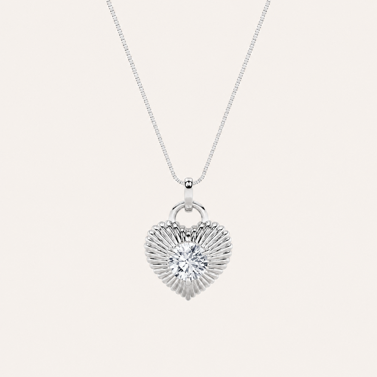 1.5CT Round Cut Lab Grown Diamond Heart Shaped Pendant Necklace