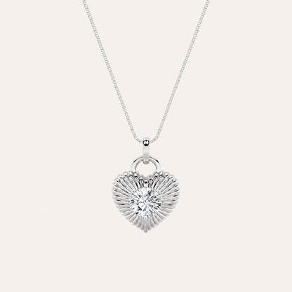 1.5CT Round Cut Lab Grown Diamond Heart Shaped Pendant Necklace