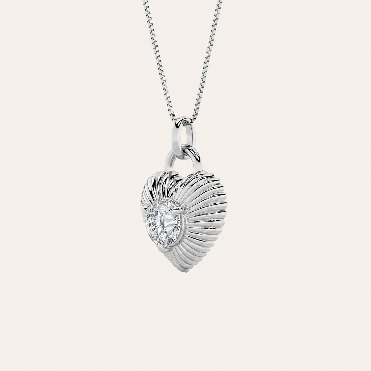 1.5CT Round Cut Lab Grown Diamond Heart Shaped Pendant Necklace