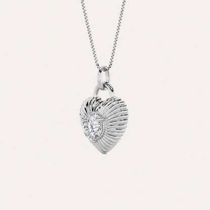 1.5CT Round Cut Lab Grown Diamond Heart Shaped Pendant Necklace