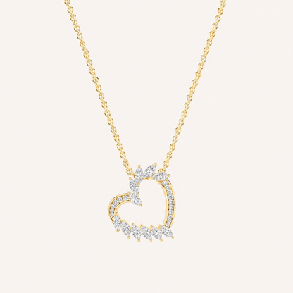 2.5CT Marquise Cut Lab Grown Diamond Heart Shaped Pendant Necklace