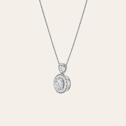1.25CT Round Cut Lab Grown Diamond Halo Pendant Necklace