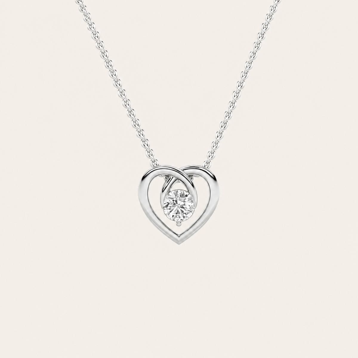 1CT Round Cut Lab Grown Diamond Heart Shaped Pendant Necklace