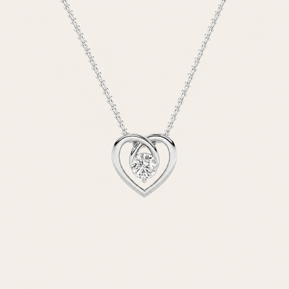 1CT Round Cut Lab Grown Diamond Heart Shaped Pendant Necklace