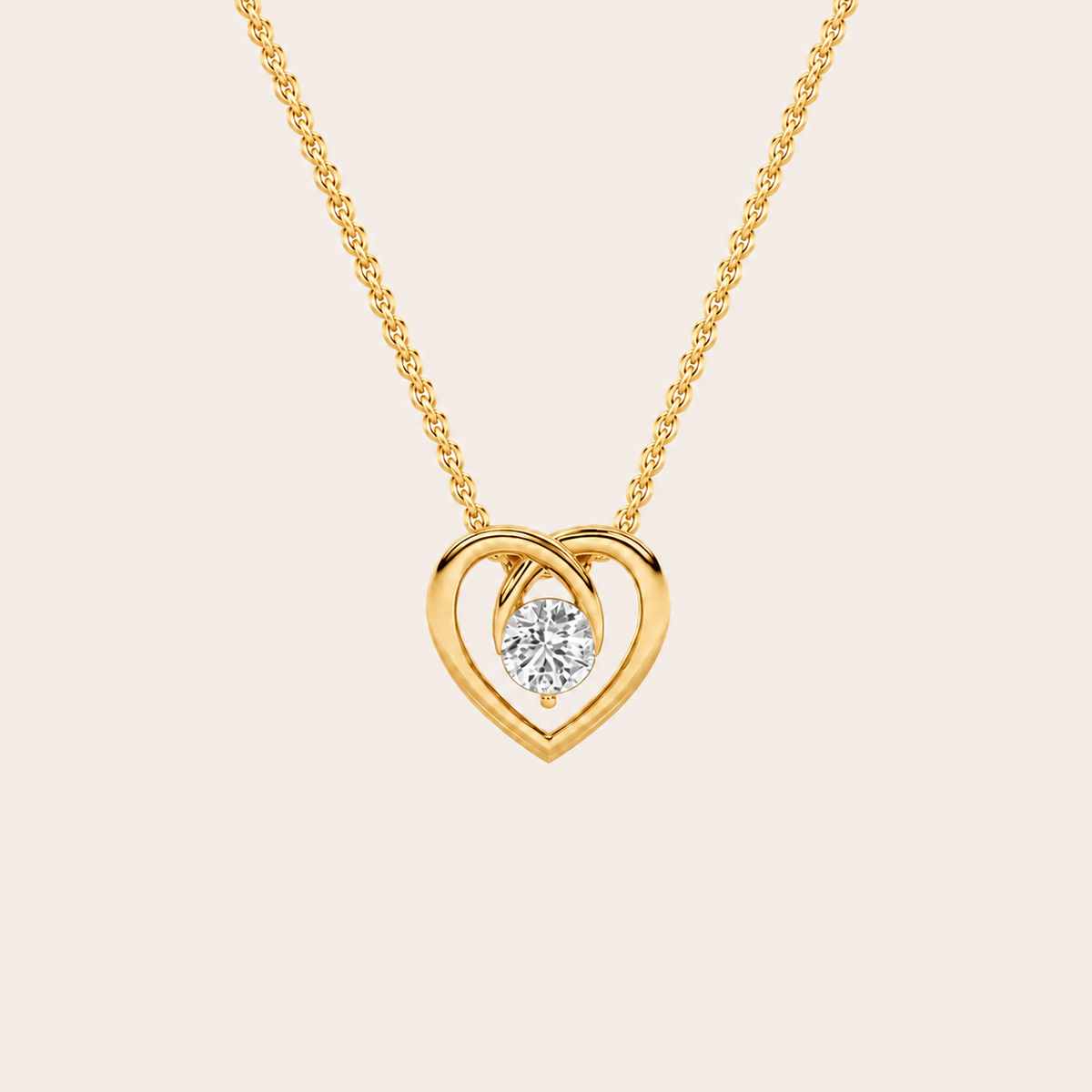 1CT Round Cut Lab Grown Diamond Heart Shaped Pendant Necklace