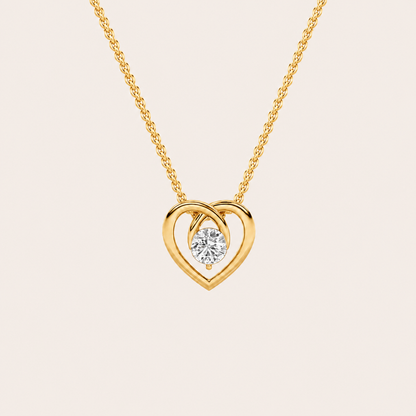 1CT Round Cut Lab Grown Diamond Heart Shaped Pendant Necklace
