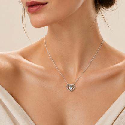 1CT Round Cut Lab Grown Diamond Heart Shaped Pendant Necklace