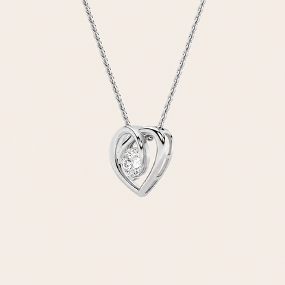 1CT Round Cut Lab Grown Diamond Heart Shaped Pendant Necklace