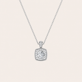 0.75CT Round Cut Lab Grown Diamond Halo Pendant Necklace