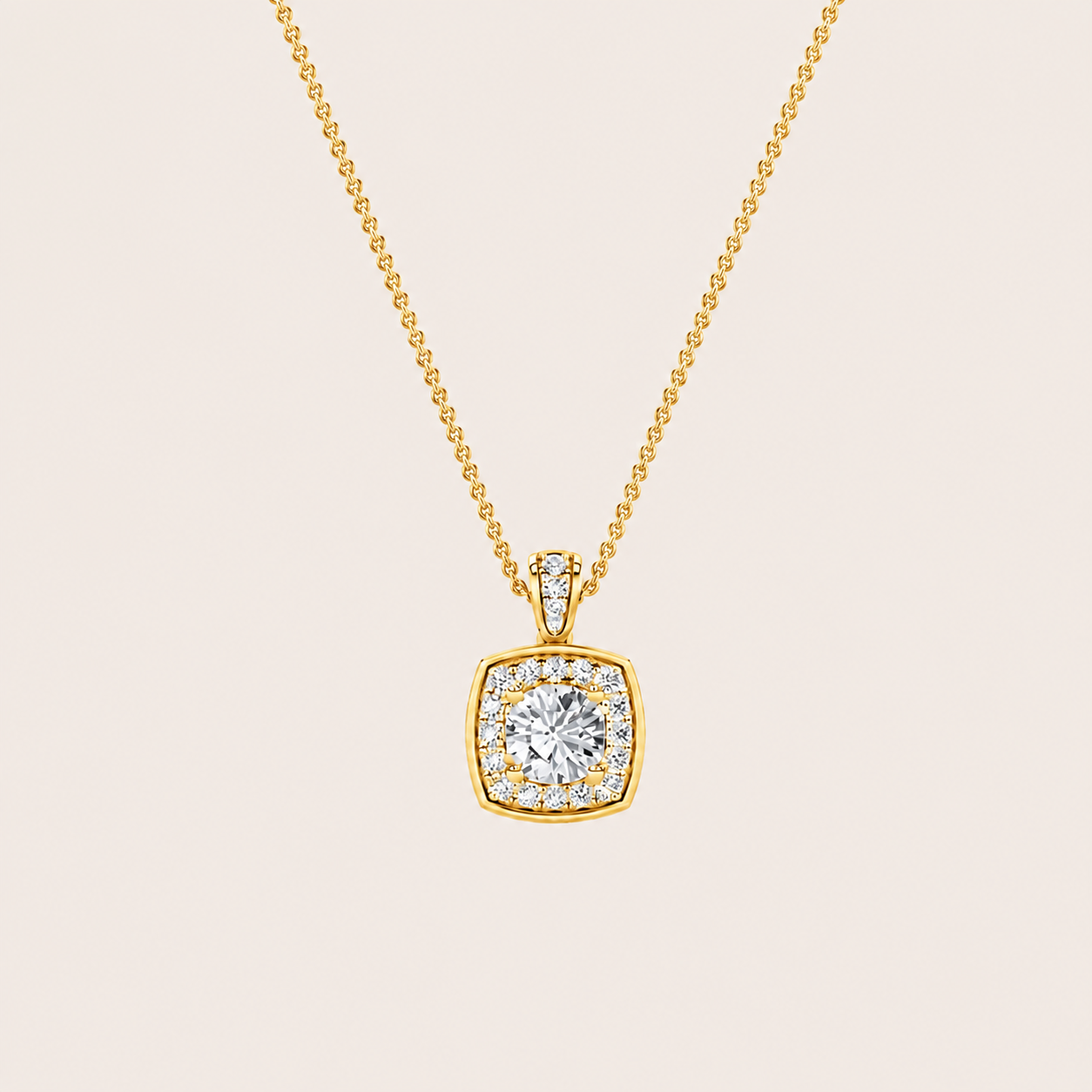 0.75CT Round Cut Lab Grown Diamond Halo Pendant Necklace