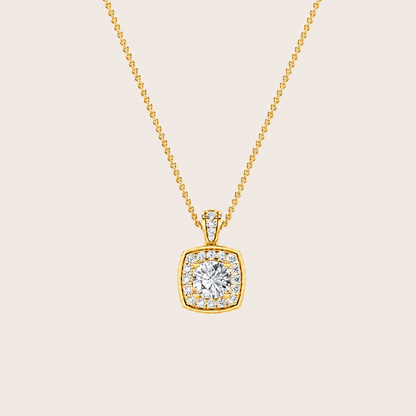 0.75CT Round Cut Lab Grown Diamond Halo Pendant Necklace