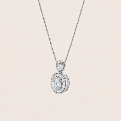 0.75CT Round Cut Lab Grown Diamond Halo Pendant Necklace