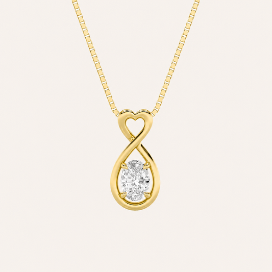 1CT Oval Cut Lab Grown Diamond Heart Fancy Pendant