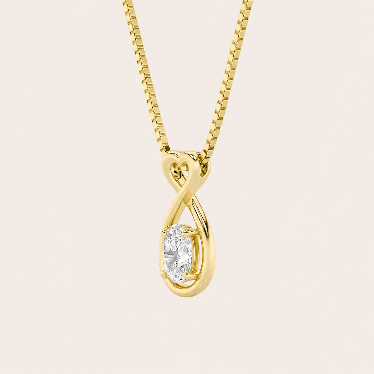 1CT Oval Cut Lab Grown Diamond Heart Fancy Pendant