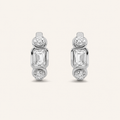 2.5CT Emerald Cut Lab Grown Diamond Three Stone Earrings