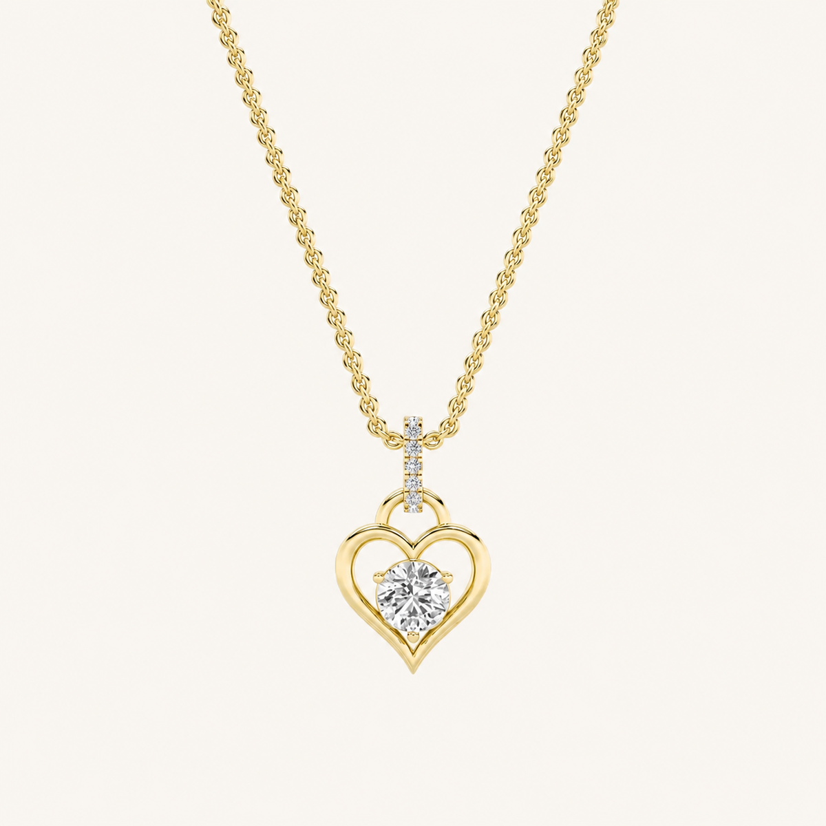 1.5CT Round Cut Lab Grown Diamond Heart Shaped Pendant